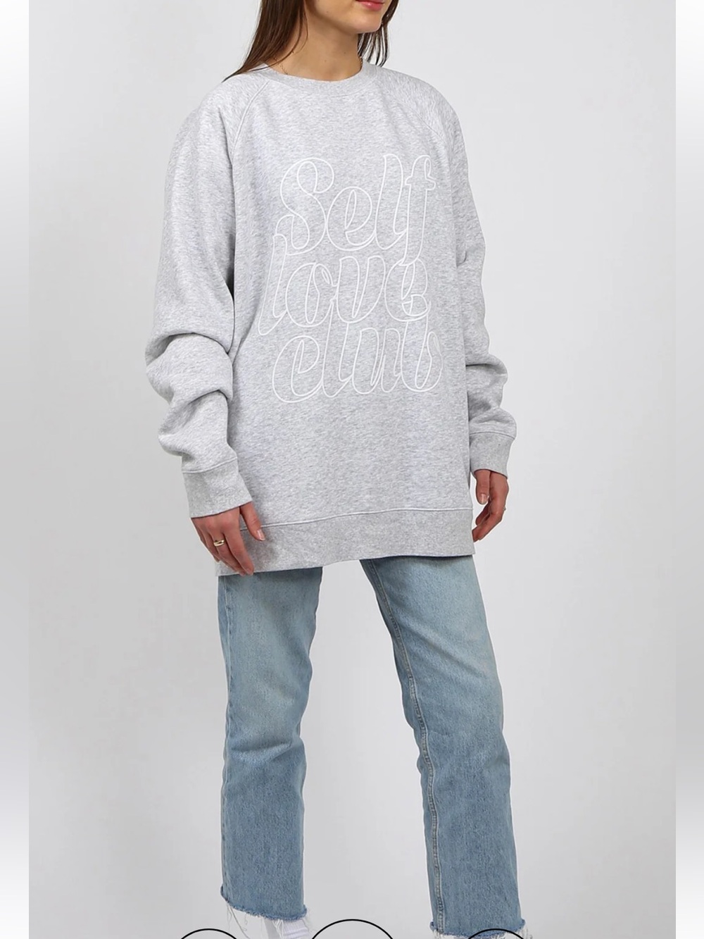 Brunette The Label Gray 'Self Love Club' Crewneck Sweatshirt